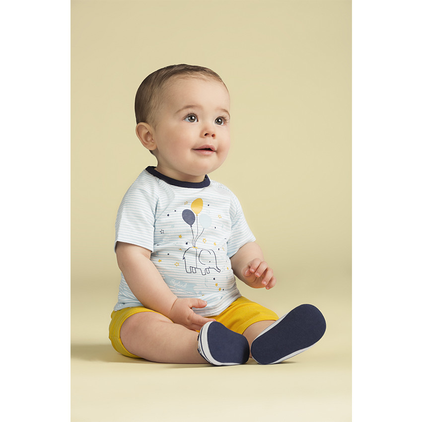 Ensemble avec tee-shirt rayé print éléphant et bermuda en jersey 