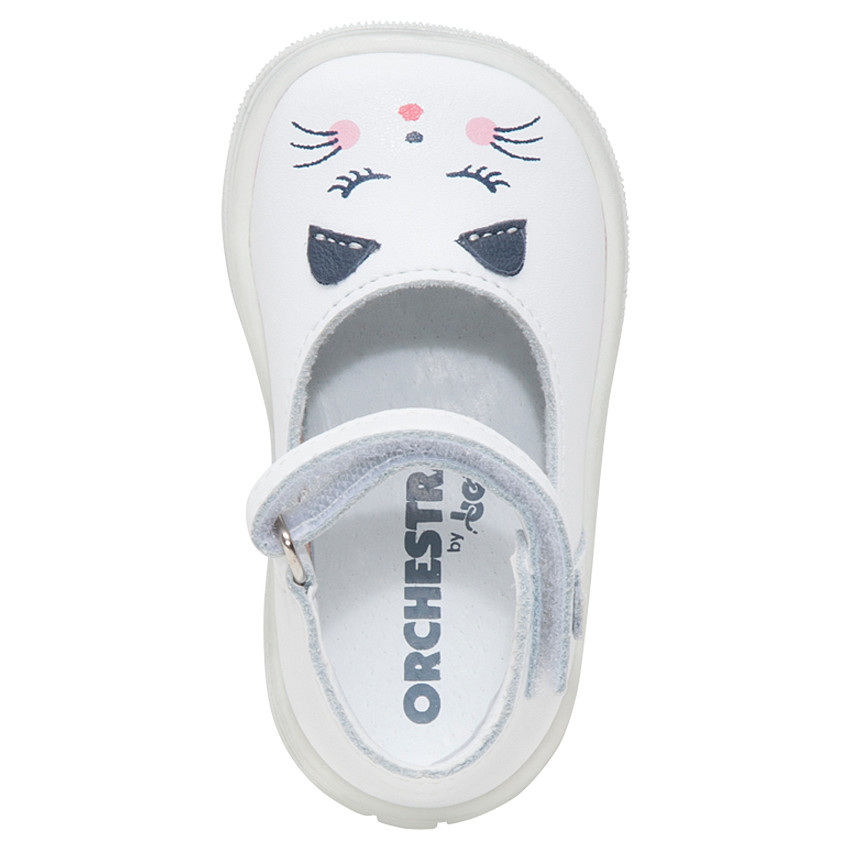 Babies en cuir avec lanière à scratch et print chat 