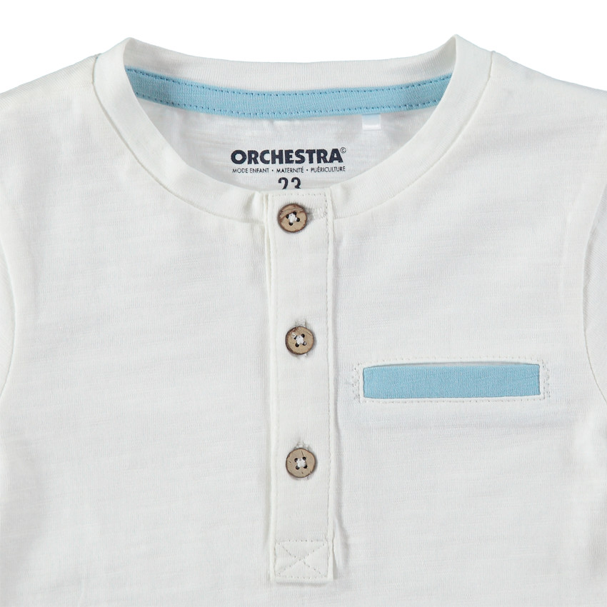 Tee-shirt manches longues en jersey avec col boutonné 