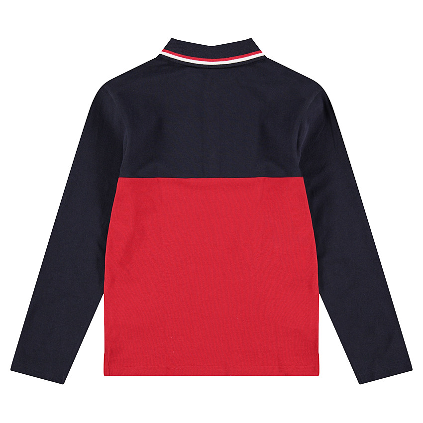 Polo manches longues bicolore avec inscription et badge Smiley  