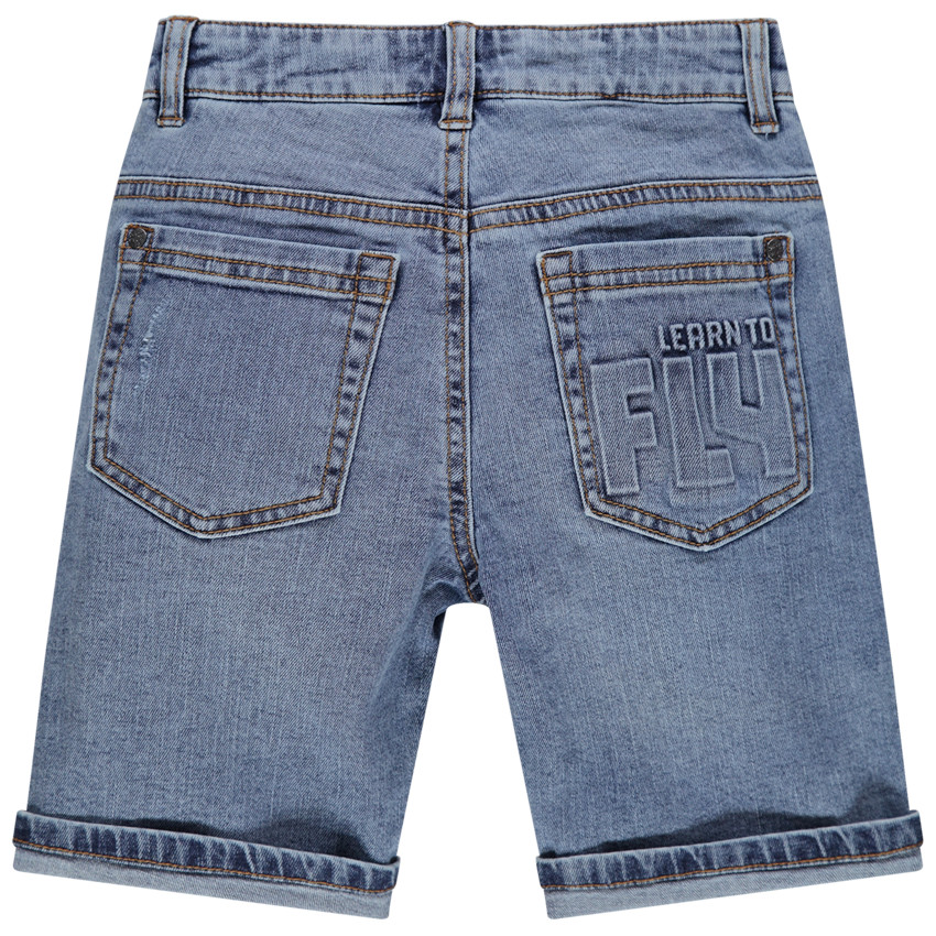 Bermuda en jean effet used à poches 