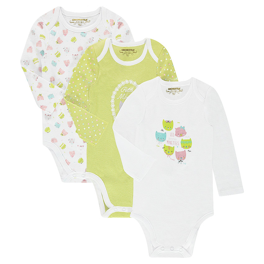 Body manches longues en jersey avec chats printés 
