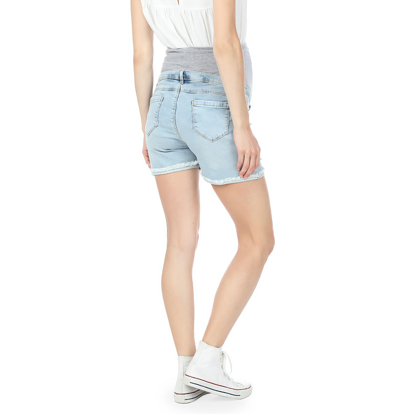Short de grossesse en jeans avec perles rivetées 