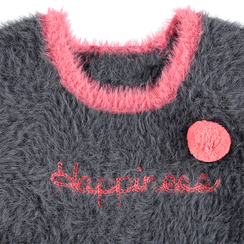 Robe manches courtes bicolore en tricot poil 