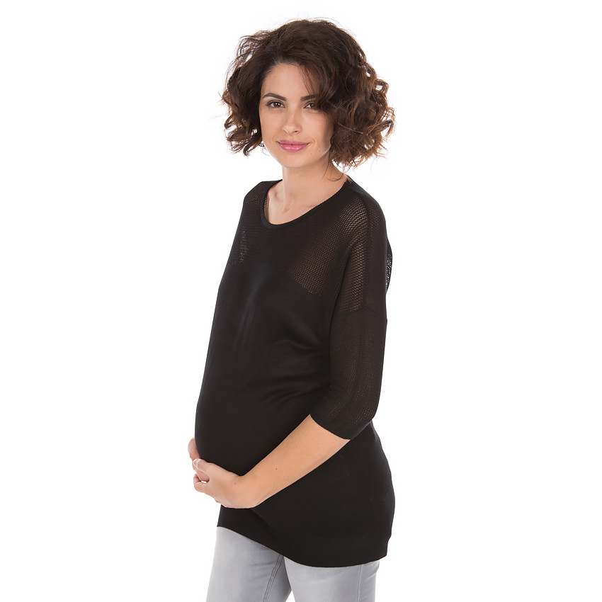 Pull de grossesse en maille ajourée et unie 