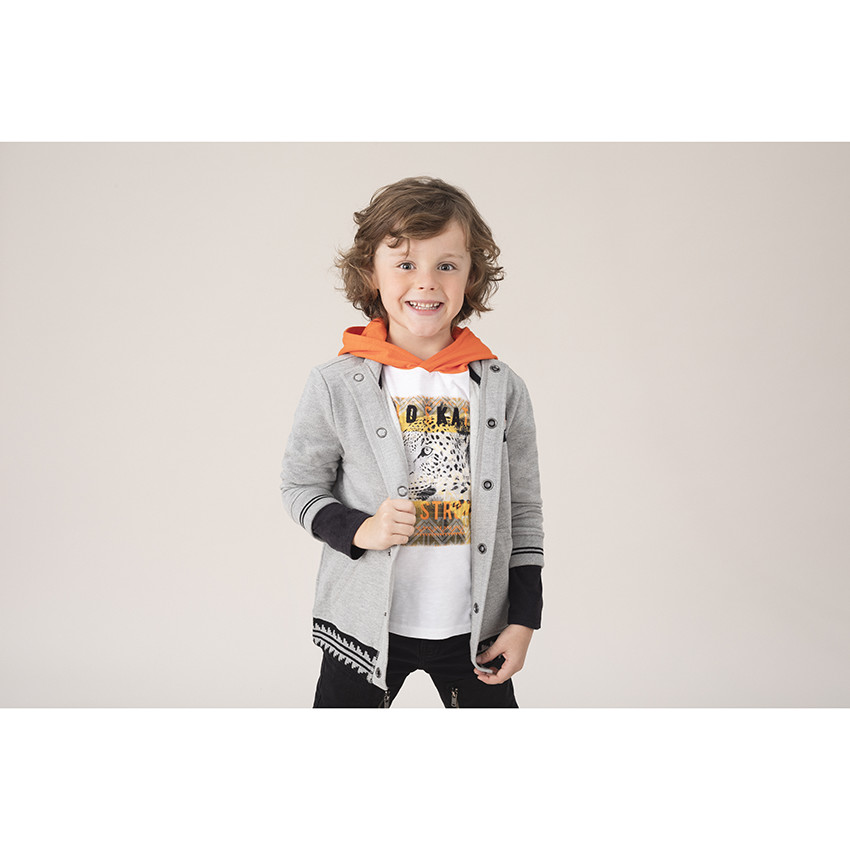 T-shirt manches longues à capuche print léopard 