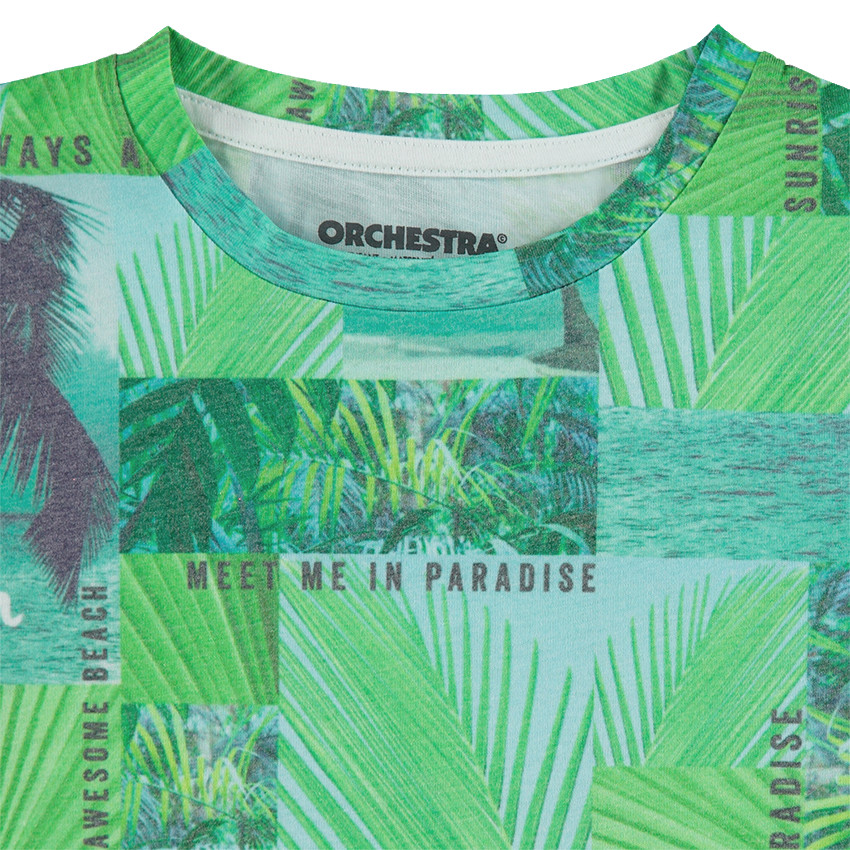 Junior - Tee-shirt manches courtes en jersey avec palmiers all-over 