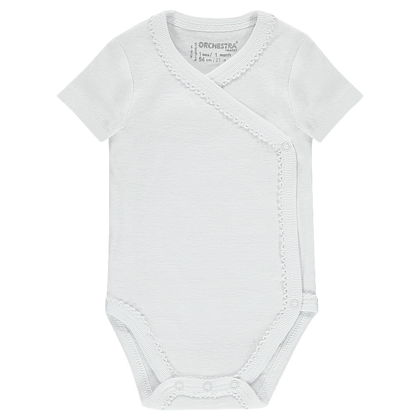 Lot de 3 bodies manches courtes en coton finition picot 