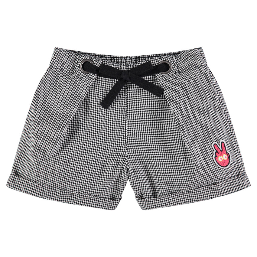Short à motif pied de poule all-over et badge 