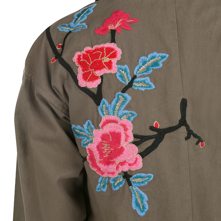 Veste de grossesse kaki avec fleurs brodées 