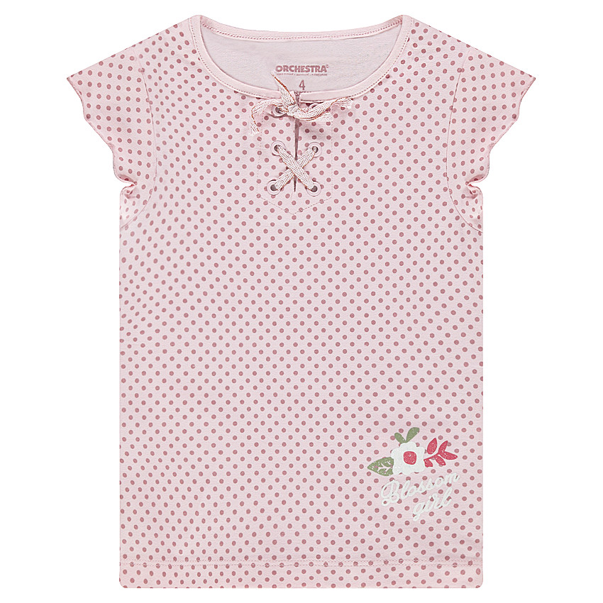 Tee-shirt manches courtes à pois all-over avec col fantaisie 