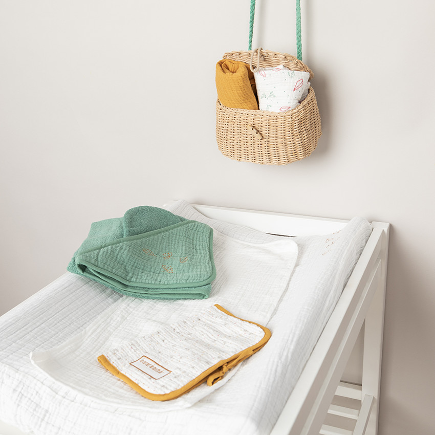 Set de 2 langes en tétra 70 x 70 unie/imprimée 