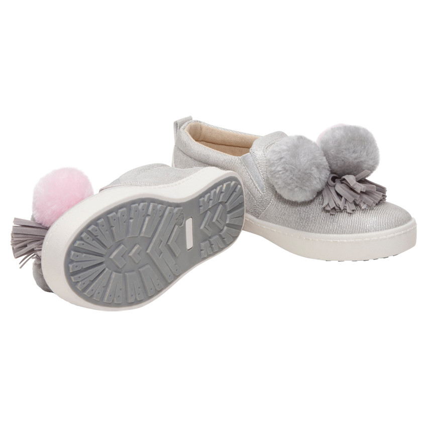 Baskets basses avec revêtement effet brillant et pompons du 24 au 27  