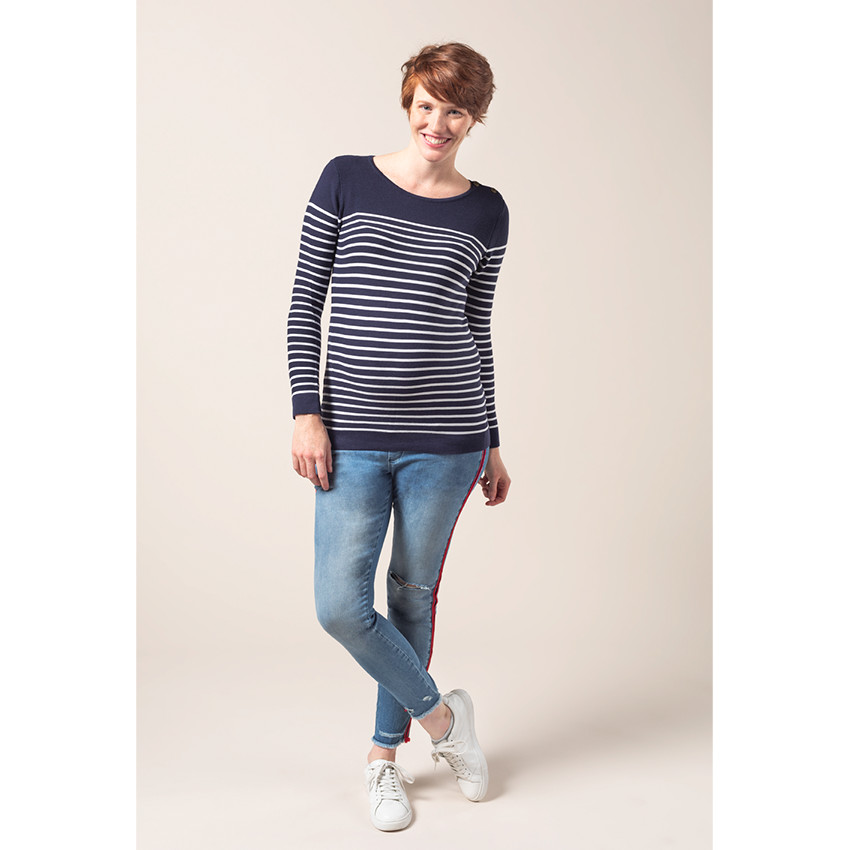 Pull marinière de grossesse en tricot 