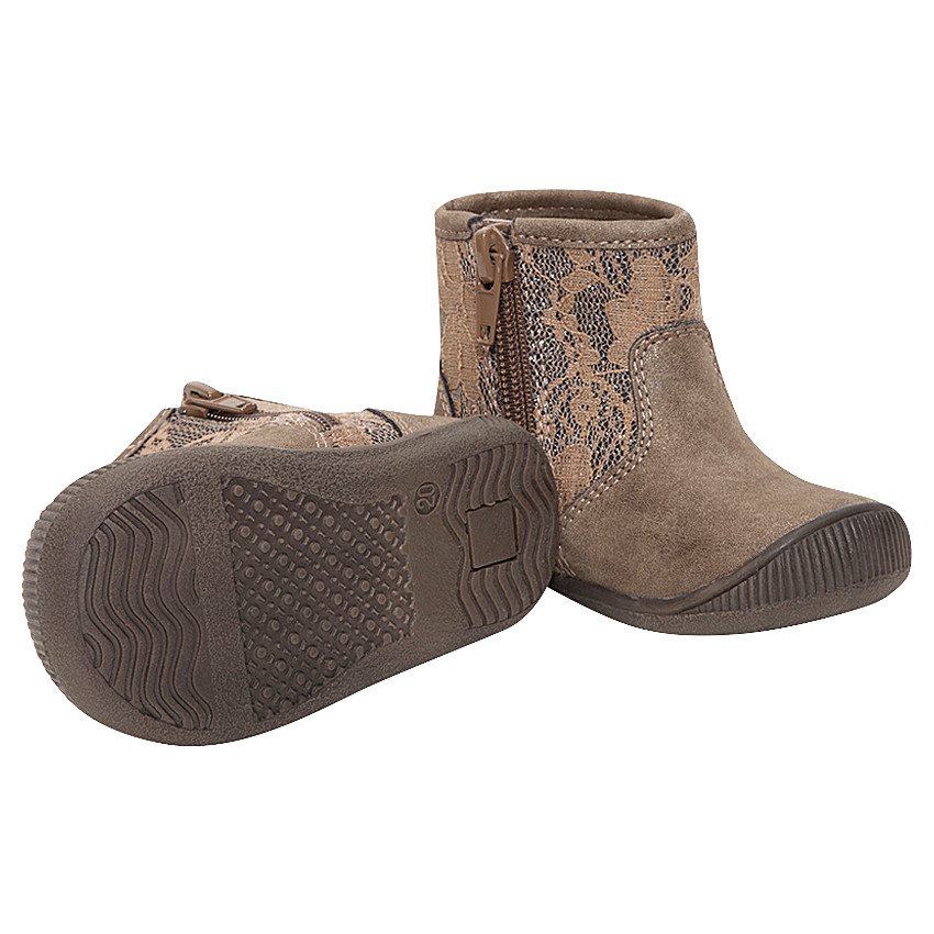 Bottines dorées avec tige en dentelle  