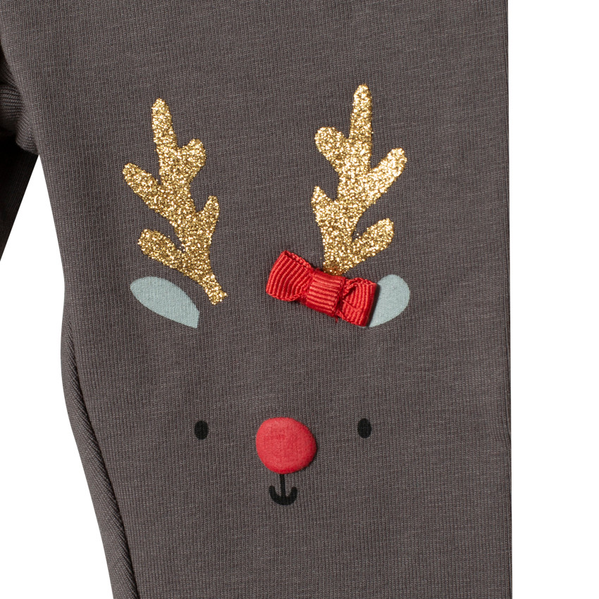 Legging en coton print élans pailletés esprit Noël 