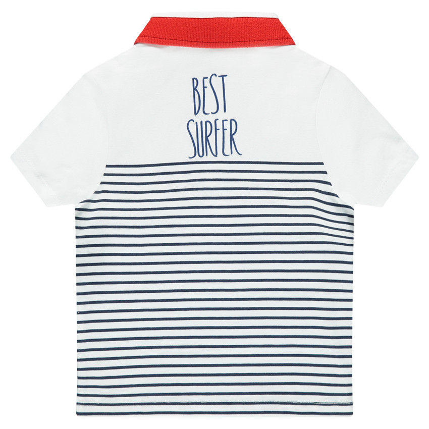 Polo manches courtes rayé avec poche et prints 