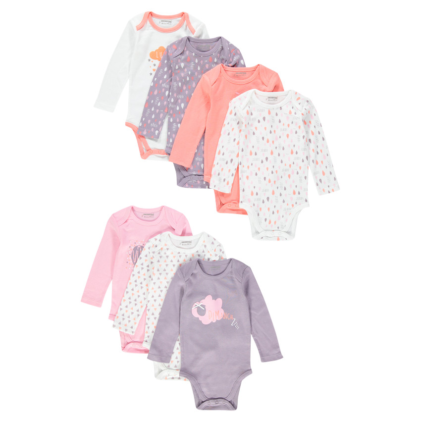 Lot de 7 bodies fantaisie avec ouverture adaptée à l'âge 