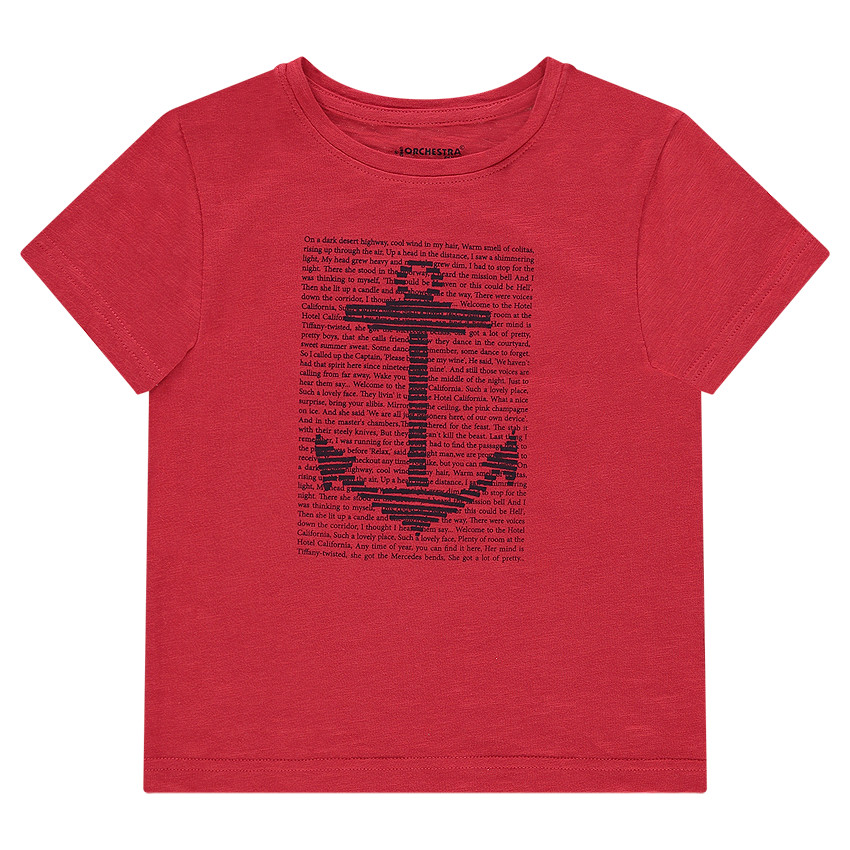 Tee-shirt manches courtes en jersey uni avec print fantaisie 