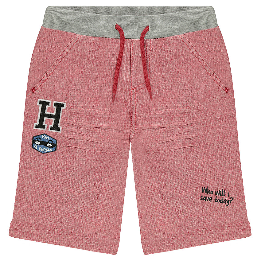 Bermuda en coton à chevrons avec badges 