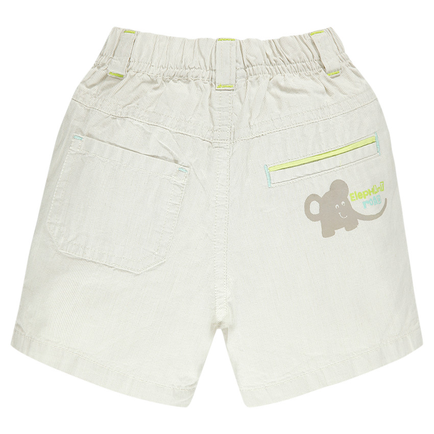 Bermuda en coton avec broderies et éléphant printé au dos 