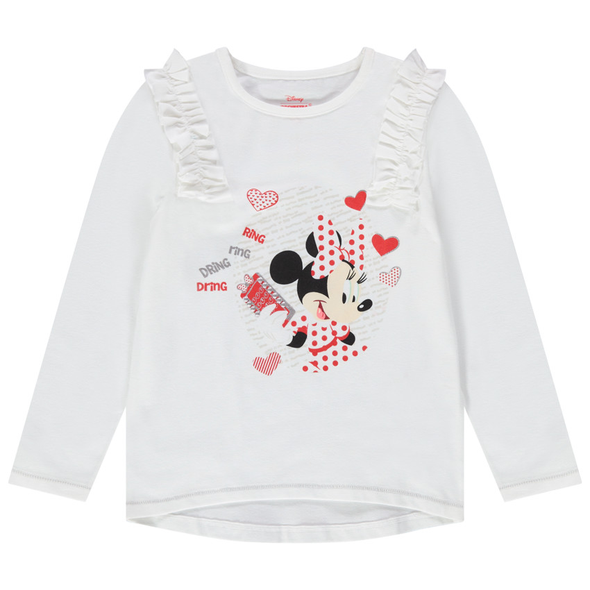 T-shirt manches longues print Minnie Disney avec ruchés 