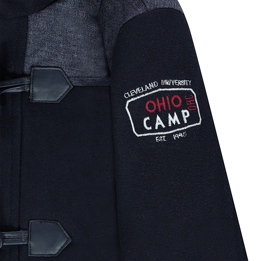 Duffle coat en drap de laine doublé flanelle avec capuche amovible 