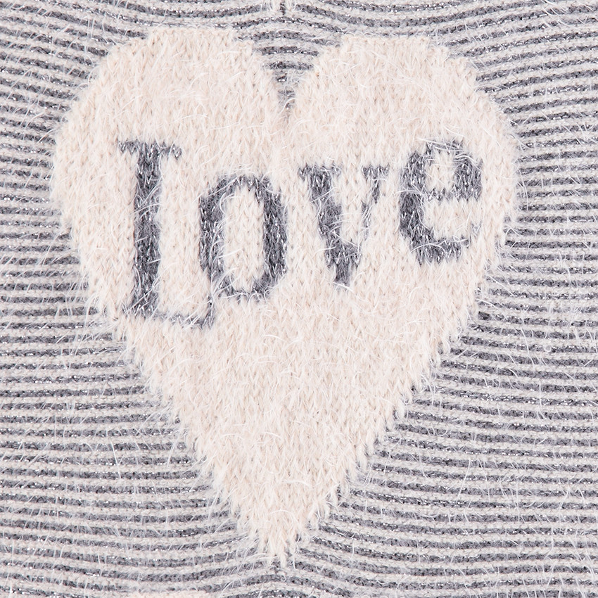 Junior - Robe en tricot avec coeurs en jacquard et fines rayures 