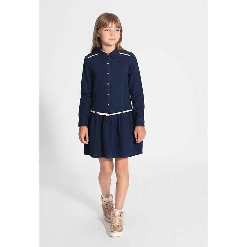 Junior - Robe en jeans manches longues avec ceinture amovible 