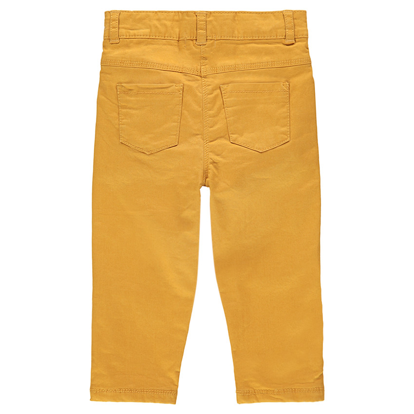 Pantalon en coton uni avec doublure en jersey et finition volantée 