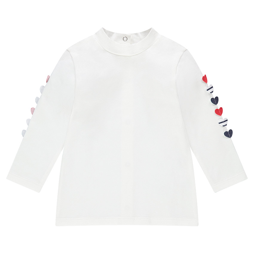 Tee-shirt manches longues en jersey avec coeurs en relief sur les manches 