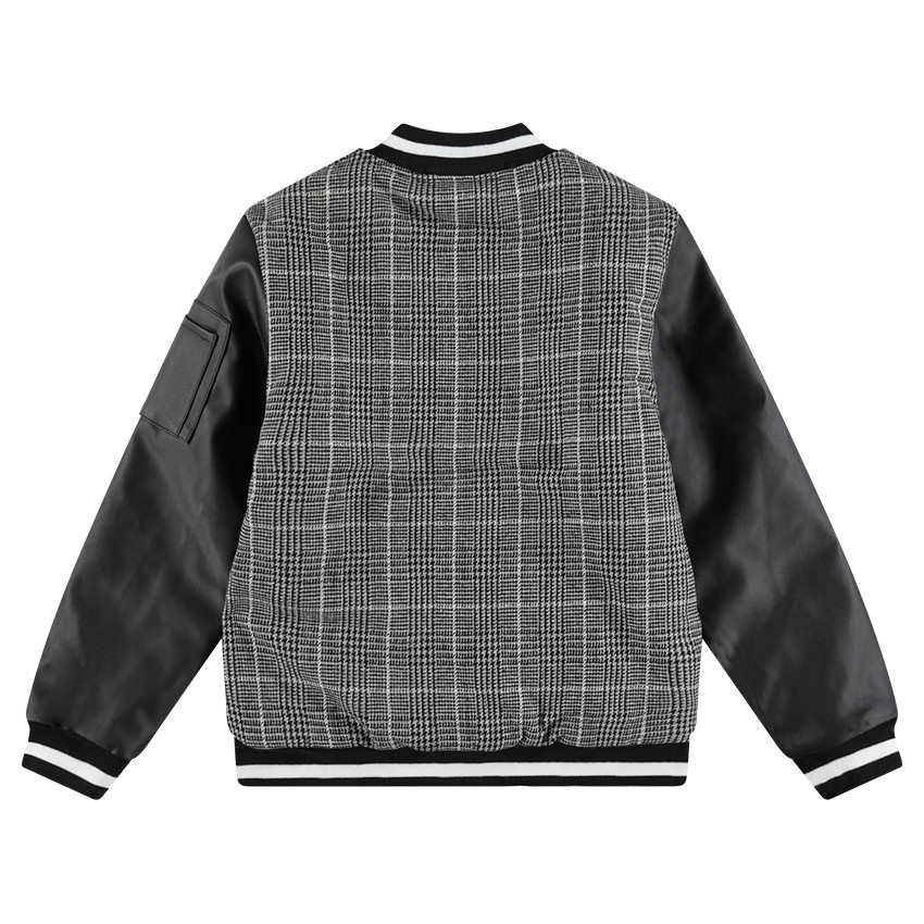 Blouson esprit teddy avec manches en simili et motif pied de poule 