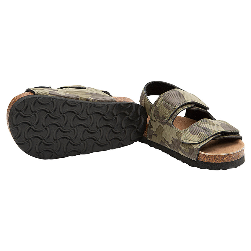 Nu-pieds texturés avec motif army all-over et semelle effet liège 