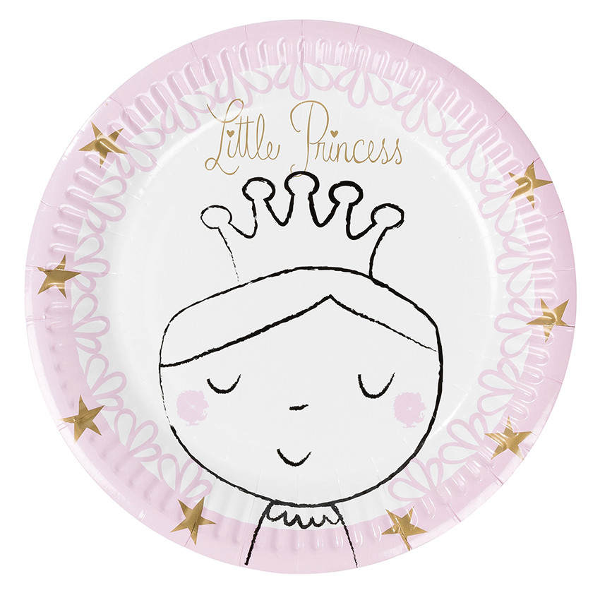 Lot de 10 assiettes anniversaire en carton motif princesse 
