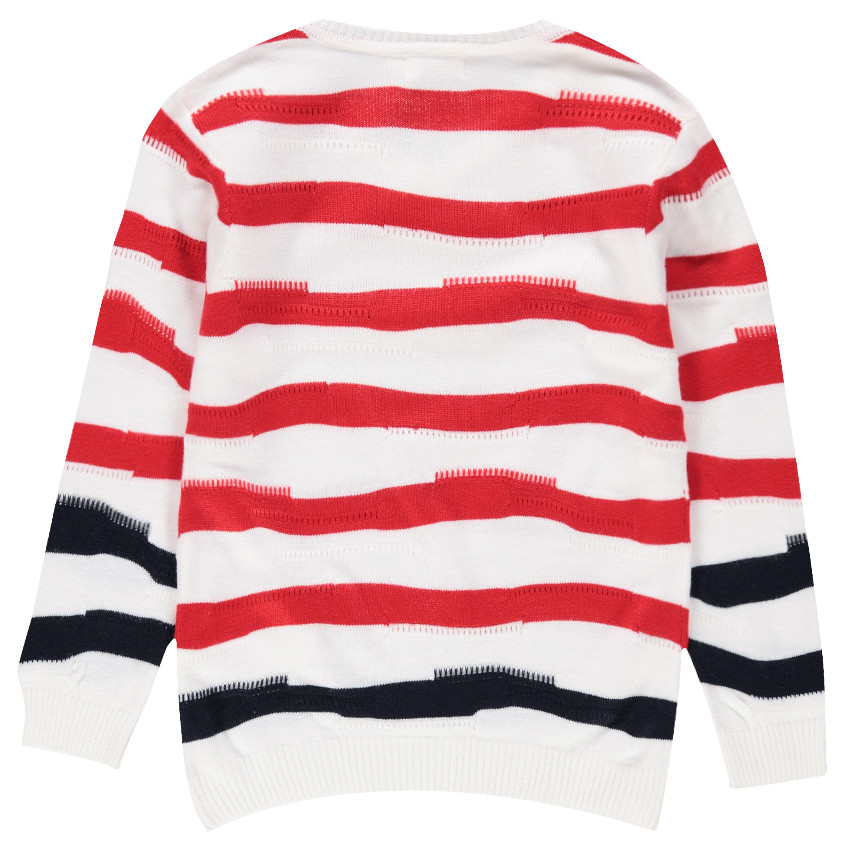Pull en tricot avec rayures contrastées en jacquard 
