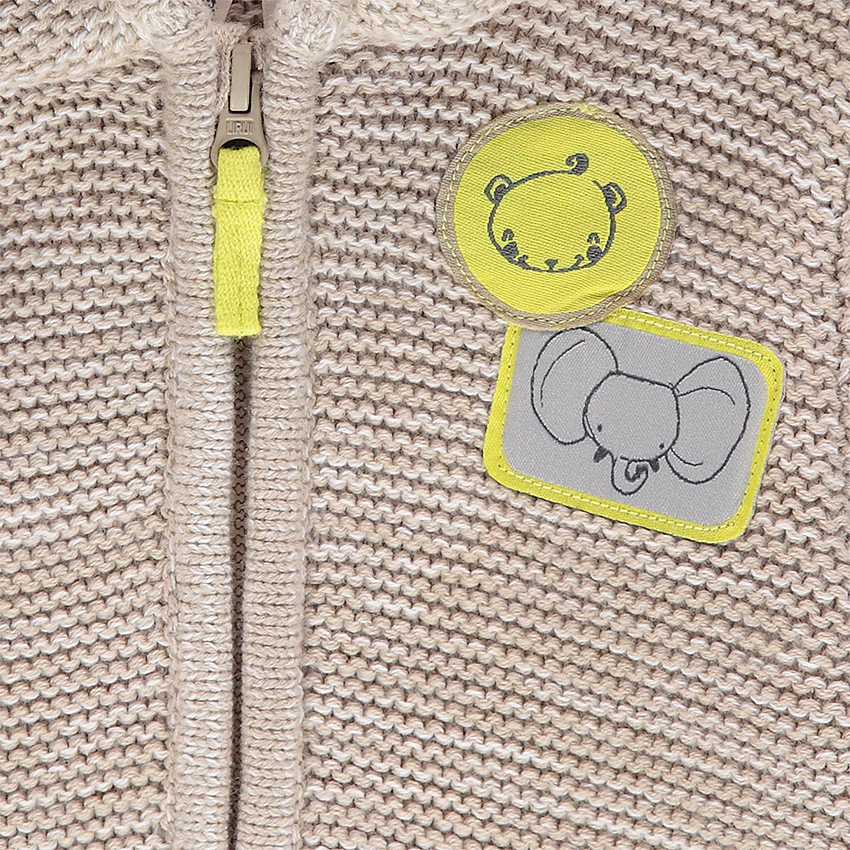 Gilet à capuche en tricot avec badges animaux patchés 