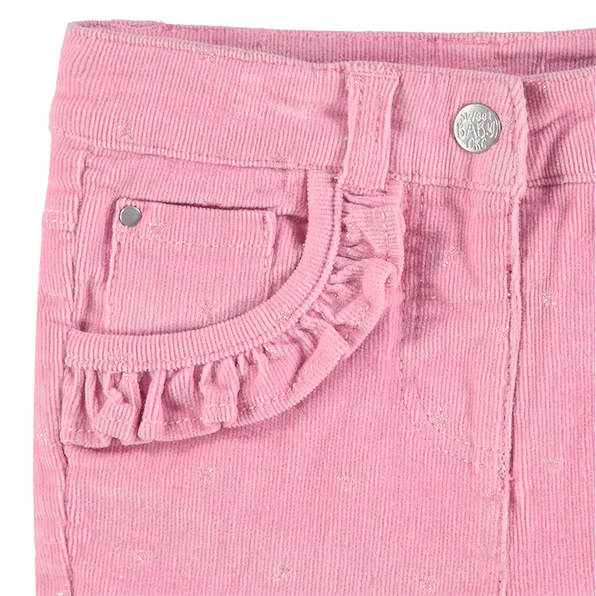 Pantalon en velours milleraies avec coeurs dorés all-over 