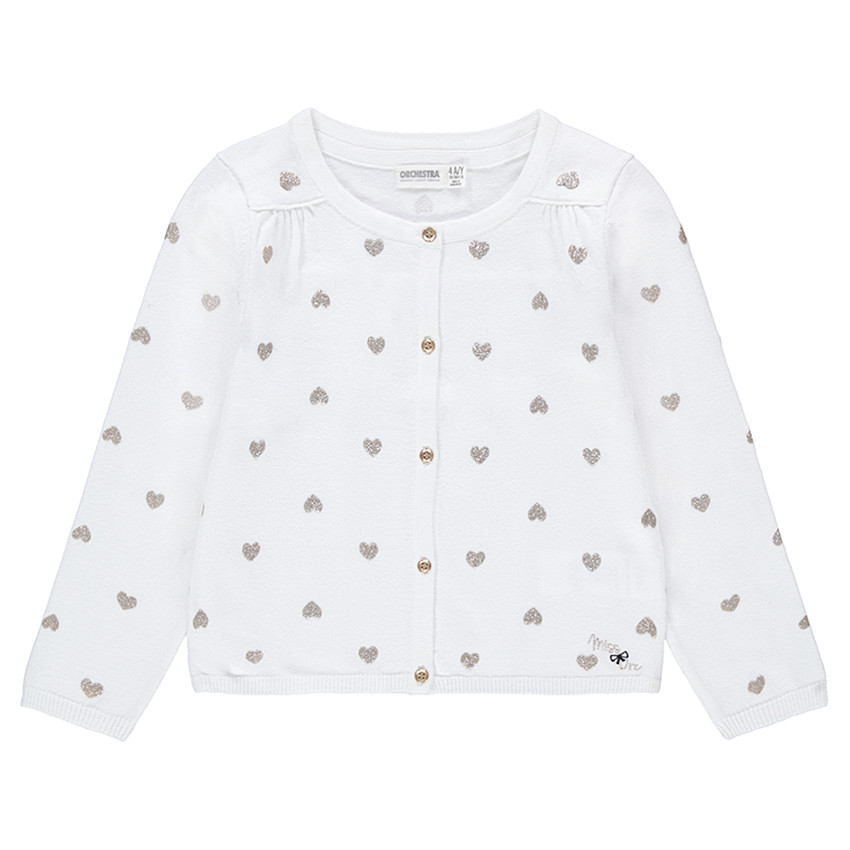 Gilet en tricot avec coeurs brillants en jacquard 