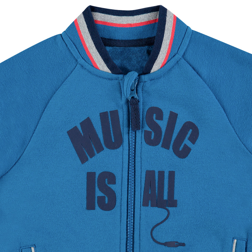 Jogging bicolore en molleton avec gilet esprit teddy et texte printé 