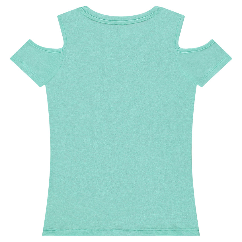 Junior - Tee-shirt manches courtes chiné à épaules ajourées 