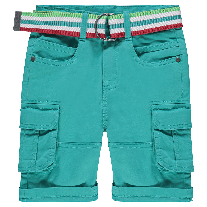 Bermuda cargo à poches et ceinture rayée amovible 
