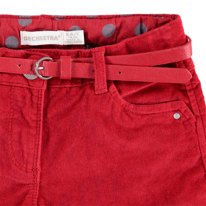 Short en velours uni avec ceinture ajustable et amovible 