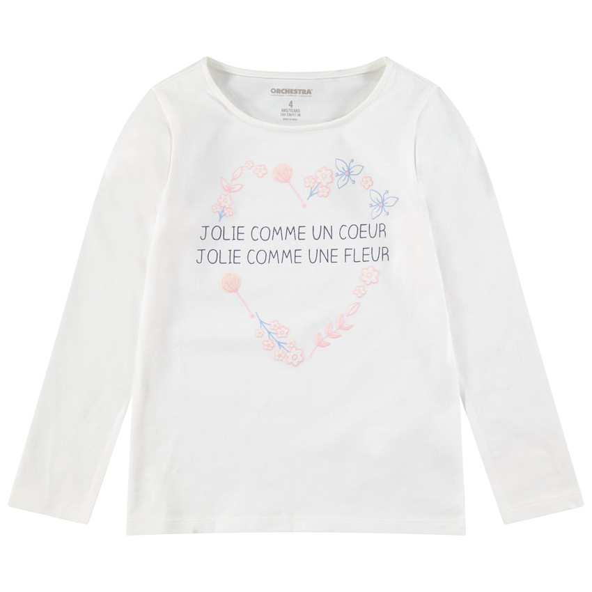 Tee-shirt manches longues en jersey avec message printé 