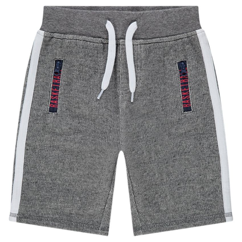 Bermuda en molleton fantaisie avec bandes appliquées 