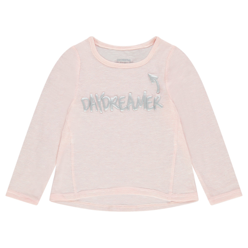 Tee-shirt manches longues en tricot fin avec message printé 