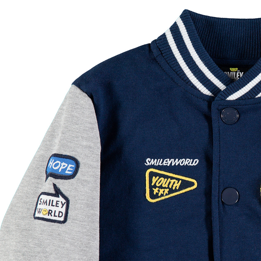 Teddy en molleton bicolore avec badges patchés Smiley 