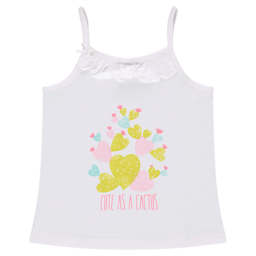 Débardeur en jersey avec volants et print fantaisie 