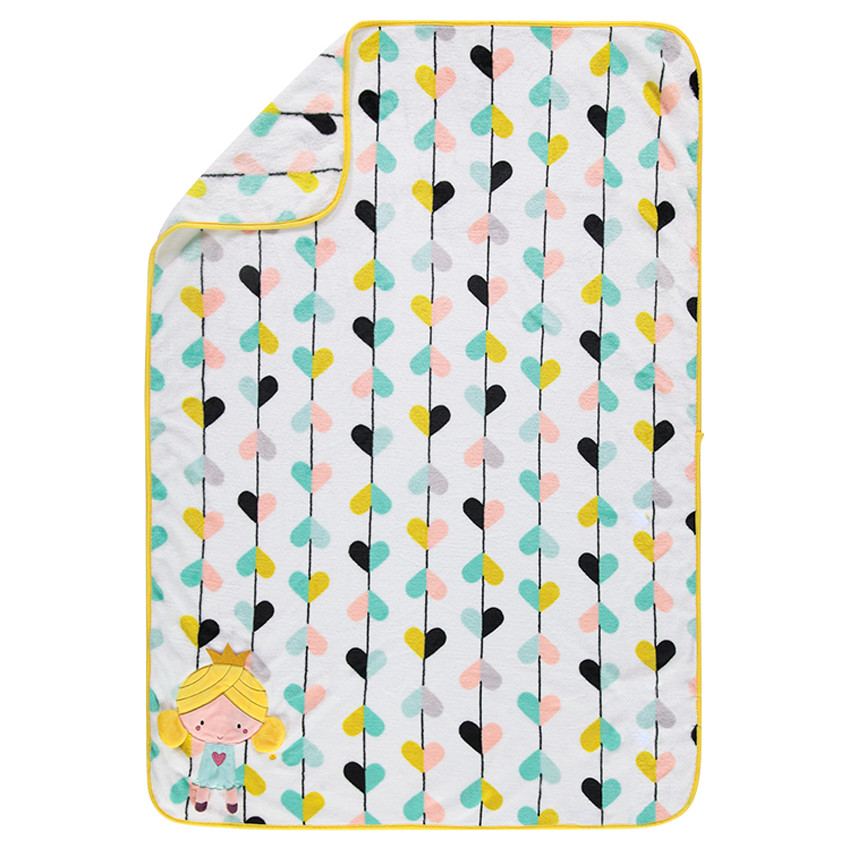 Couverture en sherpa imprimé coeurs avec princesse 