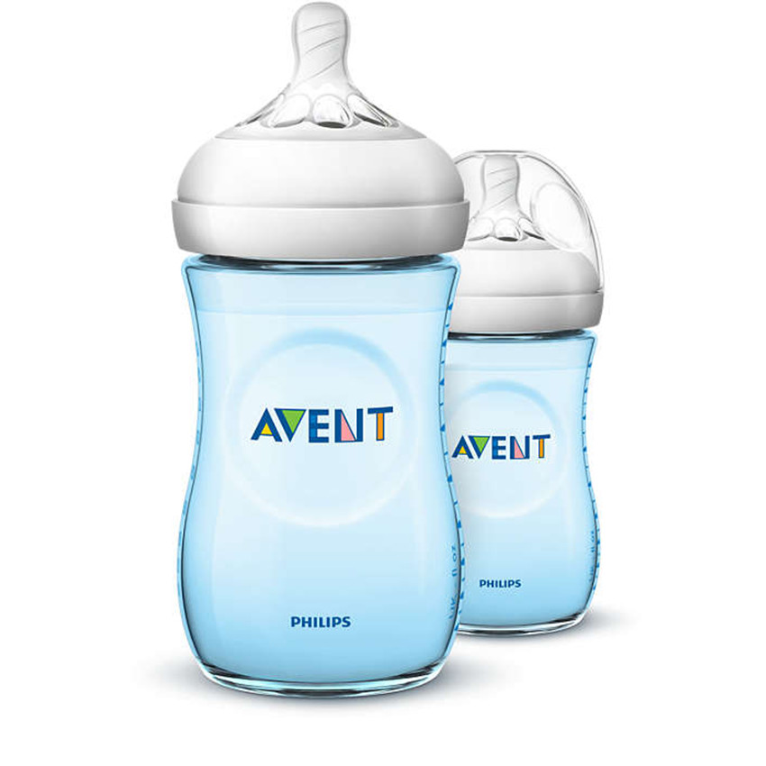 Biberon ergonomique à col large - 2 pièces - blue -260ml 