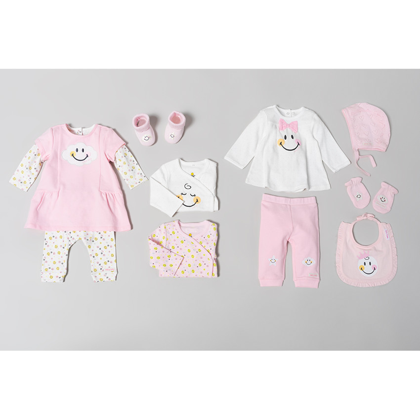 Chaussons en coton bio avec nuage brodé Smiley 